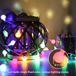 Різнокольорова гірлянда LE iLUX Smart RGB Globe String Lights, 33 фути 100 світлодіодів, багатобарвний, VoiceMusic Sync - мініатюра 5