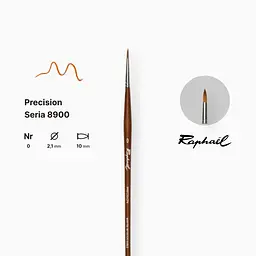 Пензель синтетика кругла Raphael Precision, №0, для акрилу та олії, довга ручка - мініатюра 2