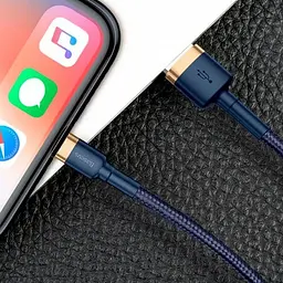 Кабель Baseus Cafule Cable USB to lightning 2.4A 1m CALKLF-BV3 Blue-Gold - мініатюра 3