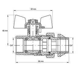 Кран з американкою 3/4" "антіпротечка"Koer KR.227.W-Gi білий KR0192 - мініатюра 2