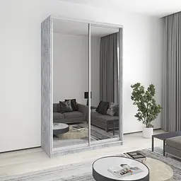 Шафа-купе дводверна MebelStar Комбо AL 2 Дзеркала 150x45x240 см Бетон (MBS-4168)
