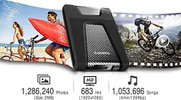 Зовнішній жорсткий диск Adata портативний DashDrive Durable HD650 2TB AHD650-2TU31-CBK чорний - мініатюра 7