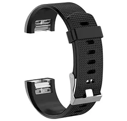 Силіконовий ремінець для фітнес браслета Fitbit Charge 2 L Black - мініатюра 2