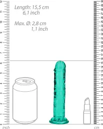 Фалоімітатор RealRock Crystal Clear Realistic Dildo 6'' 14.5 см зелений - мініатюра 5