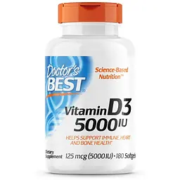 Вітаміни та мінерали Doctor's Best Vitamin D3 5000 IU, 180 капсул