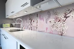 Кухонний фартух Вірші вінілова наклейка ПВХ написи квіти вишні Рожевий 60х200 см Happy Pocket Z180702 - мініатюра 6