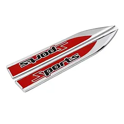 Емблема крила SPORTS 2шт 148х18 мм червоні (метал) на скотчі