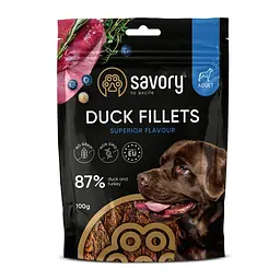 Ласощі для собак Savory Fillet Turkey With Duck, джерки філе індички з качкою, 100 г