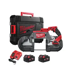 Пила стрічкова акумуляторна MILWAUKEE, M18 CBS125-502C (зарядний пристрій М12-18 FC, 2 акумулятори М18 В5 5А·год, кейс) - мініатюра 2