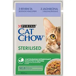 Вологий корм Purina Cat Chow Sterilised для стерилізованих кішок із ягням та зеленою квасолею 85 г