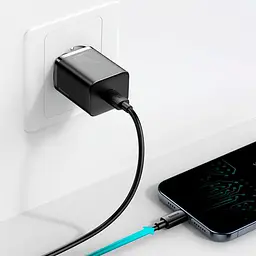 Мережевий зарядний пристрій Baseus Super Si 1Type-C + Cable Type-C to Lightning 20W TZCCSUP-B01 Black - мініатюра 3