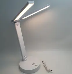 Настільна LED-лампа з 2 рухомими плафонами 30 см сенсорна світлодіодна 5 W акумуляторна (знімні 2 × 18650 6000 mAh) 3000–6000 K Digad 1960 - мініатюра 9