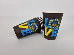 Стакан кольоровий паперовий одноразовий "LOVE" об'єм 340 мл Маестро 50 шт/уп. - мініатюра 4