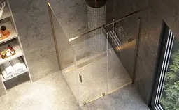 Душова кабіна Rea Montana 80x100 brashed gold KPL-K2507, Золотий, Універсальна, прозорий, золотий - мініатюра 4
