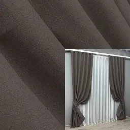 Комплект штор VR-Textil лен блэкаут 2 шт 100x270 см серо-коричневый (1722ш)