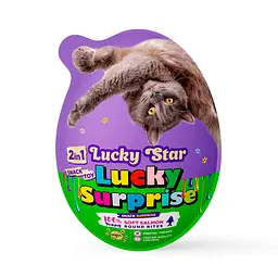 Яйце-сюрприз Lucky Star для котів з іграшкою та шматочками вʼяленого лосося