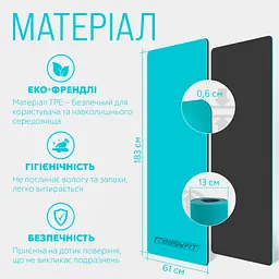 Килимок для йоги та фітнесу EasyFit TPE+TC 6 мм двошаровий м'ятний-чорний - мініатюра 4