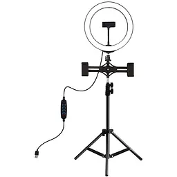 Кільцева USB LED лампа Puluz PKT3053B 10"+ штатив 1.1 м