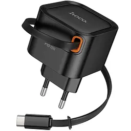 МЗП Hoco C153A Changer With Retractable Cable Type-C PD20W Black - мініатюра 3