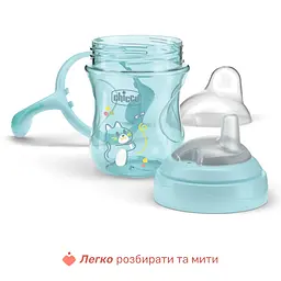 Поїльник з м'яким носиком Chicco Transition Cup 200 мл 4м+ блакитний (06911.25) - мініатюра 5