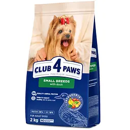 Сухой корм с уткой для взрослых собак малых пород Club 4 Paws Premium 2 кг