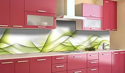 Вініловий кухонний фартух Зелені Лінії наклейка для кухні ПВХ Абстракція 60х250 см Happy Pocket Z181694 - мініатюра 3