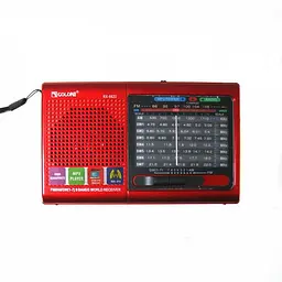 Радіоприймач на акумуляторі червоний стовпчик з радіо FM USB MicroSD Golon RX-6622 - мініатюра 2