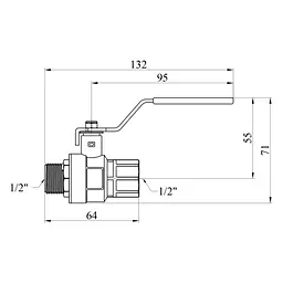 Кран кульовий Kroner 1/2" ВЗ PN40 ручка, нікельований (CV033214) - мініатюра 4