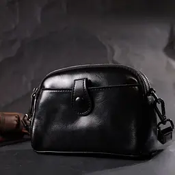 Дивовижна жіноча шкіряна сумка з глянсовою поверхнею Vintage 22422 чорний - мініатюра 9