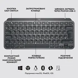 Набір Комплект (миша + клавіатура) Logitech MX Keys Mini Combo for Business (920-011061) - мініатюра 7