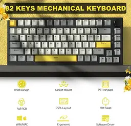 Ігрова механічна клавіатура Ajazz Ak820 / Дротове підключення / Moon Yellow Switch / Grey - мініатюра 5