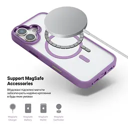 Чехол Apple iPhone 16, Unit MagSafe, розовый, прозрачный, магсейф, ударопрочный, магнитный, панель-накладка с поддержкой MagSafe, с поддержкой беспроводной зарядки, TPU+PC, защита всего корпуса, ударопрочный, ArmorStandart (ARM78725) - мініатюра 4