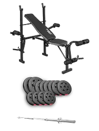 Набір Hop-Sport Premium 69кг з лавою TX-055 та штангою - мініатюра 2