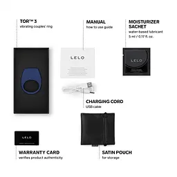 Ерекційне кільце з вібрацією LELO Tor 3, Blue - мініатюра 3