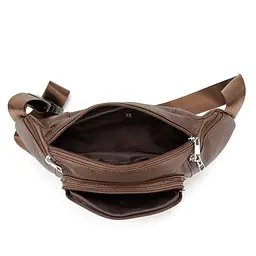 Містка шкіряна сумка на пояс коричнева Tiding Bag M56-2030C - мініатюра 2