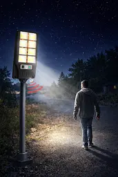 Вуличний ліхтар на стовп Solar sensor light BK-120-8COB-B з датчиком руху та сонячною панеллю - мініатюра 2