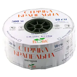 Стрічка крапельна з плоским емітером Ø16мм 10см 6міл 1.38л 500м FLORA (5076884) - мініатюра 2
