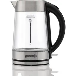 Gorenje Електрочайник 1.7л, 2,200 Вт, strix контроль, скло, нерж