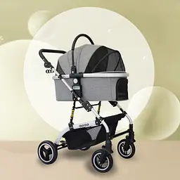 Складна коляска для домашніх тварин зі знімною переноскою Oui Oui Pet Stroller YA01K Grey