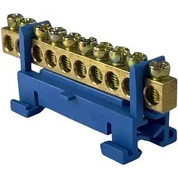 Шина нульова PF 10 6x9мм2 (синя) SPF610B на Din-рейку