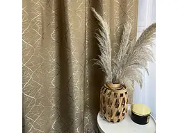 Льняні штори кавового кольору з ефектом битого скла 2шт. 150х270 на тасьмі ALBO pbe0052931 - мініатюра 6