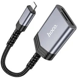 Картридер Hoco UA25 2in1 Lightning Metal gray - мініатюра 2