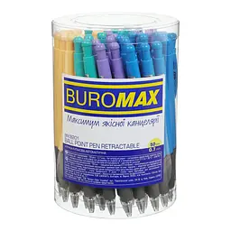 Ручка кулькова автоматична Buromax Solid прозорий корпус синя 0.7 мм упаковка 50 шт. (BM.8201) - мініатюра 2
