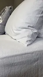 Комплект постільної білизни з вареної бавовни білий White, LUXURY Washed - двоспальний - мініатюра 4