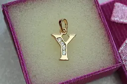 Кулон Xuping Jewelry літера Y 1,5 см золотистий - мініатюра 2