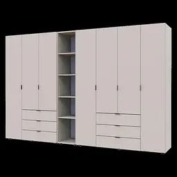 Розпашна Шафа для одягу Doros Гелар з Етажеркою Кашемір 3+4 ДСП 309.4х49.5х203.4 (80737653) - мініатюра 6