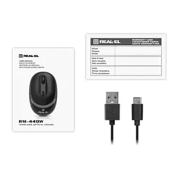 Мишка REAL-EL RM-440W Wireless/Bluetooth Black (EL123200045) - мініатюра 9