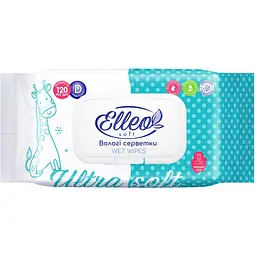 Вологі серветки Elleo для дітей з екстрактом алое 120 шт.