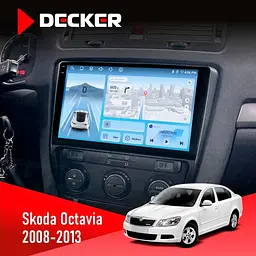 Штатна магнітола Skoda Octavia A5 2008-2013 Black Decker D10-010 6x128, DSP, 4G, 2K Decker (НФ-00009355)