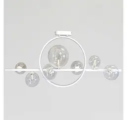 Сучасна підвісна люстра Artlight 1003/7WH біла з 7 скляними плафонами та LED-кільцем - мініатюра 4